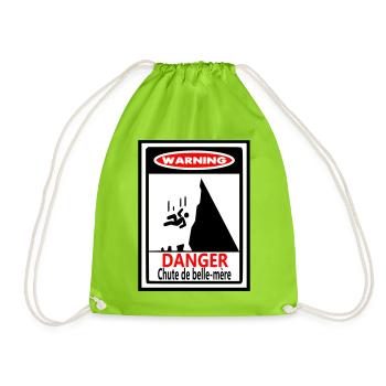 Avertissement Chute de Belle-Mère  - Sac de sport léger - vert néon - Devant