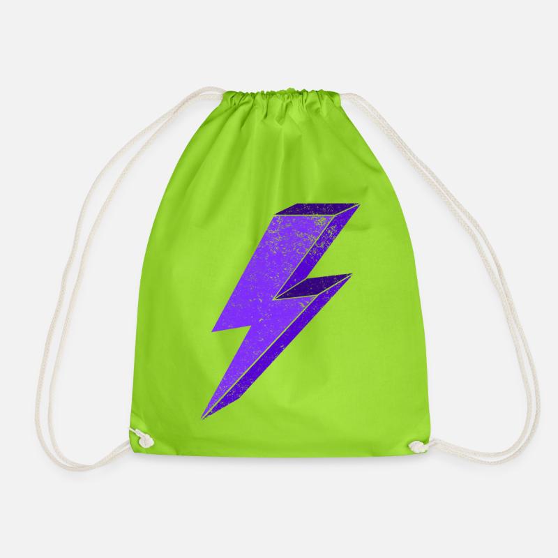 Electrifying lightning graphic for clothing 3D - Drawstring Bag - neon green