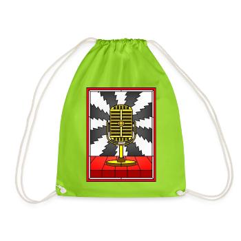 Vintage Microphone Stained Glass Design - Drawstring Bag - neon green - Front