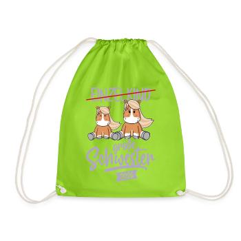 Grande Sœur 2026 - Poney - Bébé Enceinte - Sac de sport léger - vert néon - Devant
