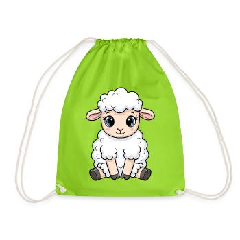 Kuscheliges Lamm Cartoon - Turnbeutel - Neongrün - Vorne