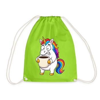 Funny Unicorn Coffee Overload - Drawstring Bag - neon green - Front