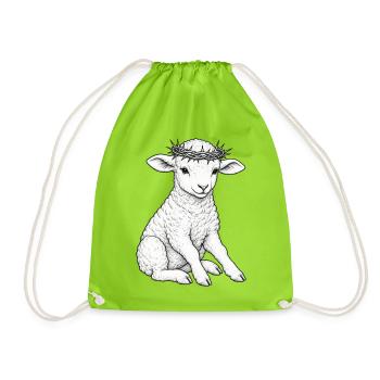 Lamm Gottes – Hoffnung - Turnbeutel - Neongrün - Vorne