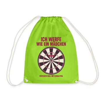 Dartspielerin Frauen Darts Bullseye Girl Power - Turnbeutel - Neongrün - Vorne