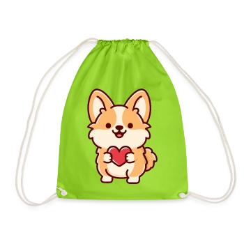 Süßer Corgi mit Herz - Turnbeutel - Neongrün - Vorne