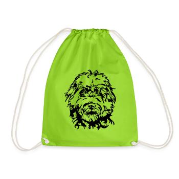 LABRADOODLE GOLDENDOODLE PORTRAIT - Drawstring Bag - neon green - Front