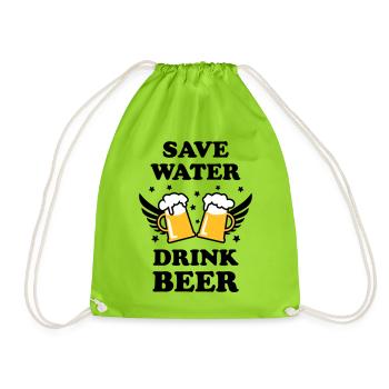 47 Save Water Drink Beer funny humor - Turnbeutel - Neongrün - Vorne