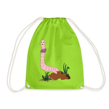 Earthworm - Drawstring Bag - neon green - Front