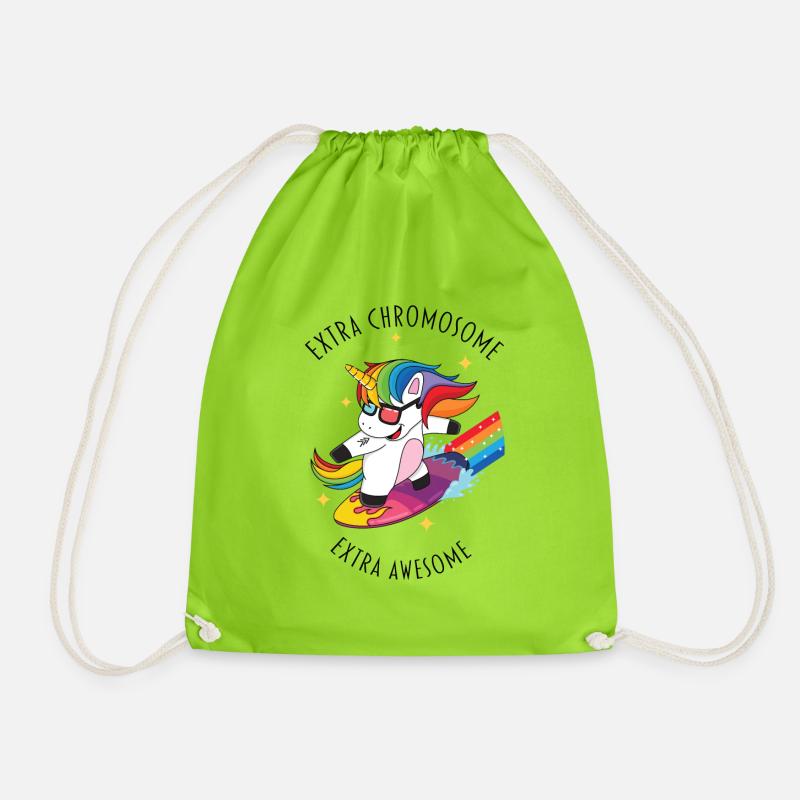 extra chromosomes extra awesome - Drawstring Bag - neon green