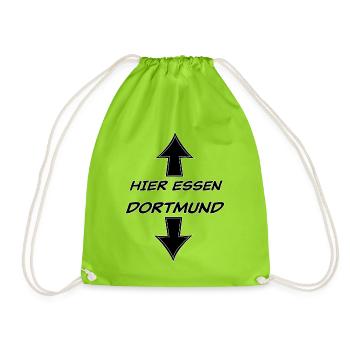 Hier Essen Dortmund - Turnbeutel - Neongrün - Vorne