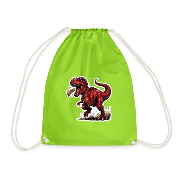 Feuerroter Dino Roar Sticker - Turnbeutel - Neongrün - Vorne