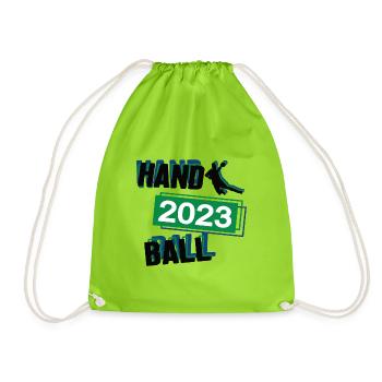 Handball 2023 Handballer Handballspiel Ballsport - Turnbeutel - Neongrün - Vorne