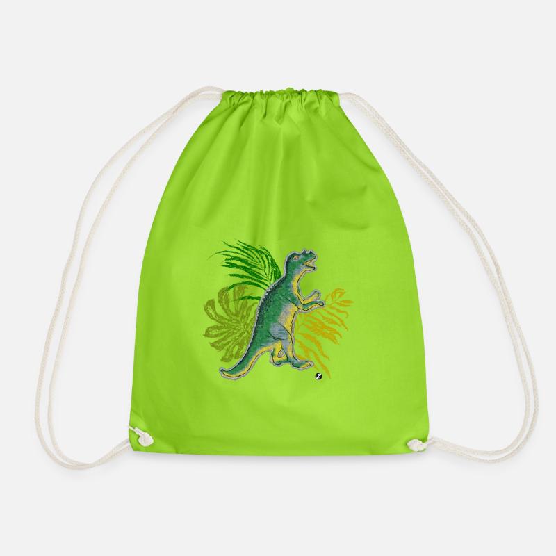 Tropical Dino - Drawstring Bag - neon green