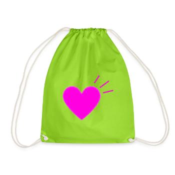 Bright Pink Heart | Modern Love Graphic - Turnbeutel - Neongrün - Vorne
