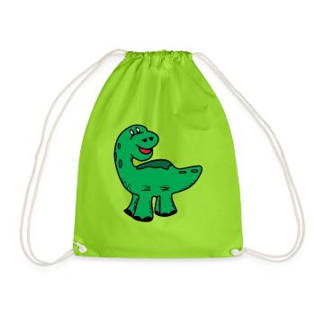 Dino dinosaur in green - Drawstring Bag - neon green - Front