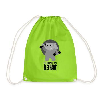 Elefant Fitnessstudio - Turnbeutel - Neongrün - Vorne