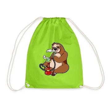 Hookah sloth hookah - Drawstring Bag - neon green - Front
