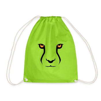 Cheetah, lion and leopard motif - Drawstring Bag - neon green - Front