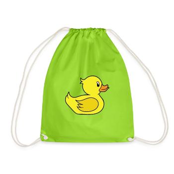 Sweet yellow duck - A cute duck - Drawstring Bag - neon green - Front