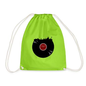 Cologne Skyline Vinyl Record Cathedral City Gift - Drawstring Bag - neon green - Front