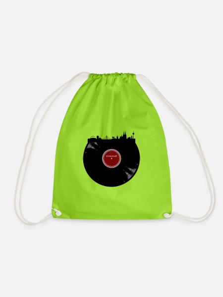 Köln Skyline Vinyl Schallplatte Domstadt Geschenk - Turnbeutel - Neongrün