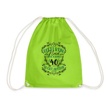 Geburtstag kein Neid 40 Geburtstag - Turnbeutel - Neongrün - Vorne