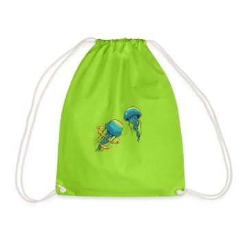 Méduse Méduses Pêche Femmes Cadeau enfants - Sac de sport léger - vert néon - Devant