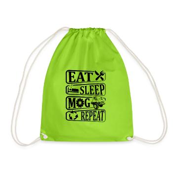 Eat, Sleep, Mog, Repeat, - Unimog - Oldtimer - Drawstring Bag - neon green - Front