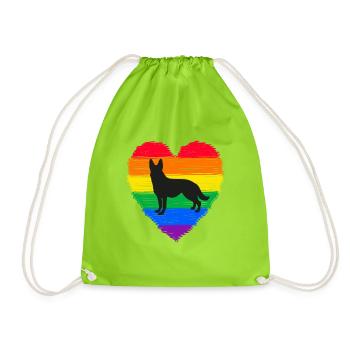 German Shepherd, dog lover - Drawstring Bag - neon green - Front