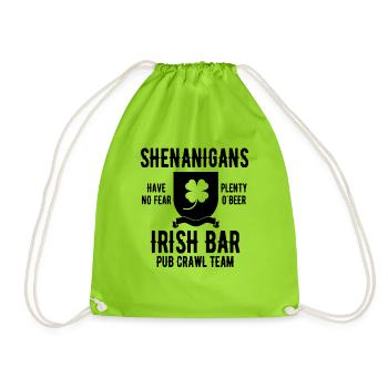 Irish Pub Crawl St. Patricks Day Party Beer Drink - Drawstring Bag - neon green - Front