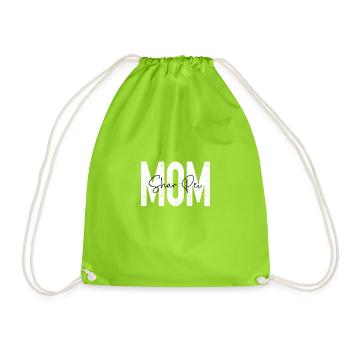 Shar Pei mom - Drawstring Bag - neon green - Front