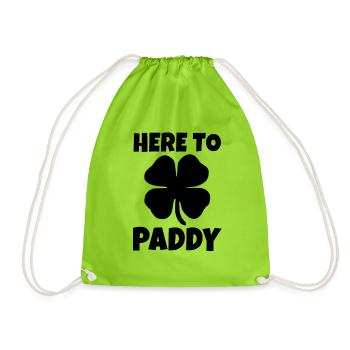 Here To Paddy Fun Irish Clover Party - Drawstring Bag - neon green - Front