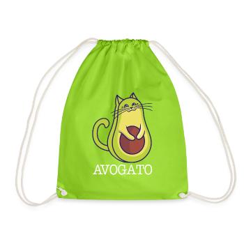 Avogato Cat Keto Paleo Avocado Vegan - Drawstring Bag - neon green - Front