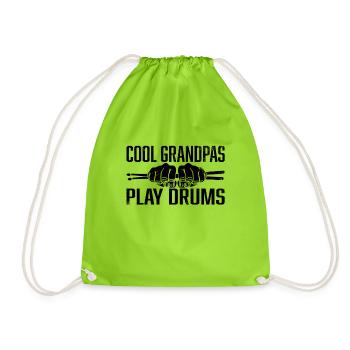 Cool Grandpas Play Drums Funny Gift For Drummer - Drawstring Bag - neon green - Front