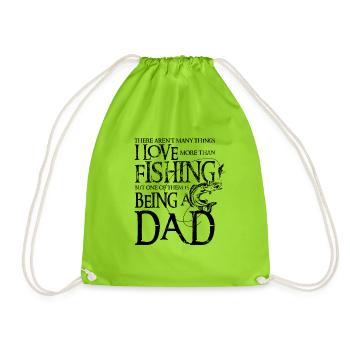J’aime pêche Pêcheur Hommes design Cadeau pour papa - Sac de sport léger - vert néon - Devant