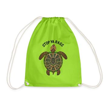 Belize Quote Stop Ya Rass - Drawstring Bag - neon green - Front
