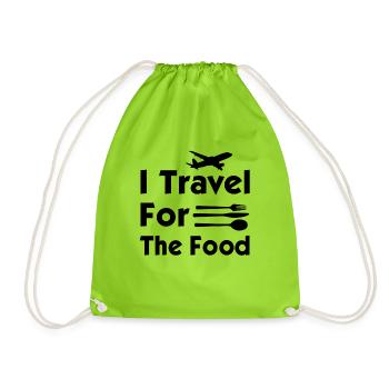 I Travel For food - Drawstring Bag - neon green - Front