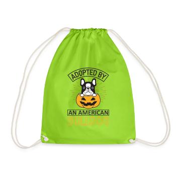 Adopts American Bulldog - Drawstring Bag - neon green - Front