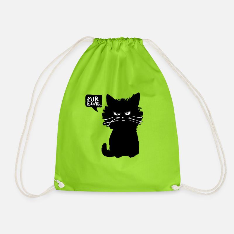 faule Katze Spruch Sprüche mir egal Geschenk Idee - Turnbeutel - Neongrün