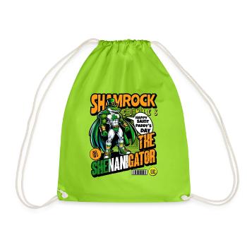 St Patrick's Day - Shamrock Comic The Shenanigator - Drawstring Bag - neon green - Front