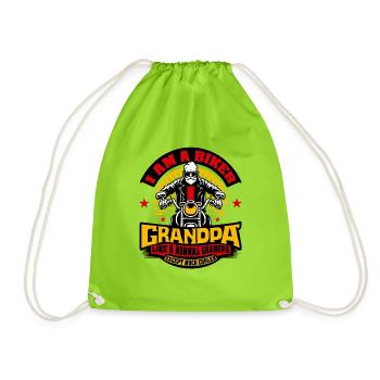 I Am A Biker GrandPa design Funny Gift for Cool - Drawstring Bag - neon green - Front