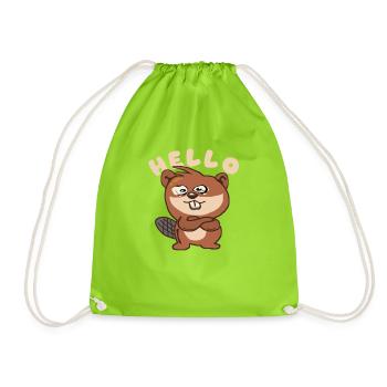 Incisor Funny Beaver Anime - Drawstring Bag - neon green - Front