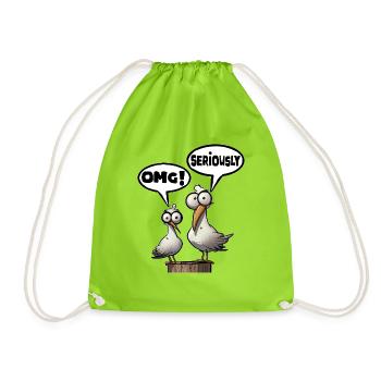 seriously omg Fun Shirt - Drawstring Bag - neon green - Front