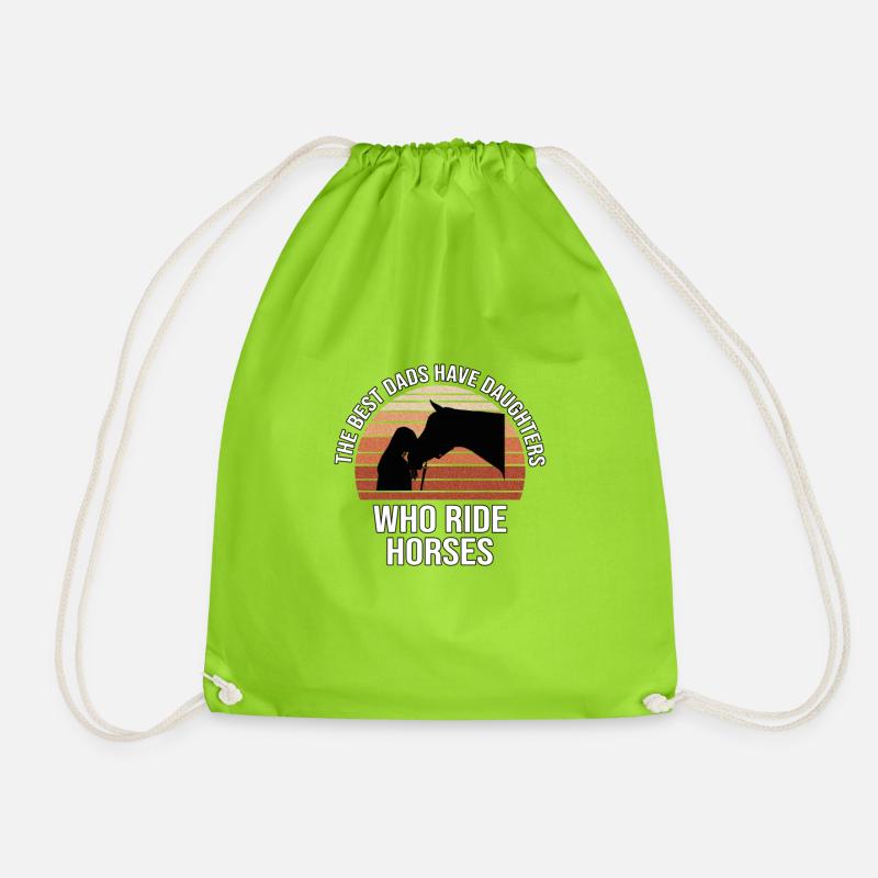 Väter und Töchter, die Pferde reiten - Turnbeutel - Neongrün