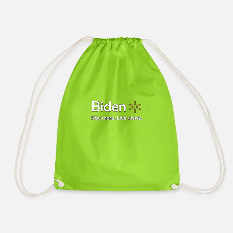 Biden Economy Critique Tee - Drawstring Bag - neon green