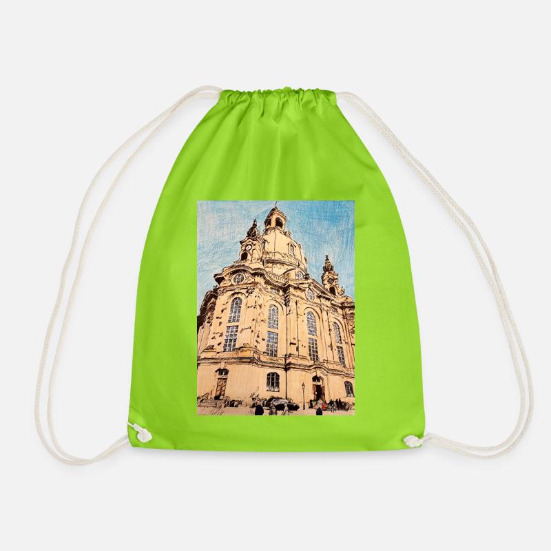 Frauenkirche zu Dresden - Turnbeutel - Neongrün