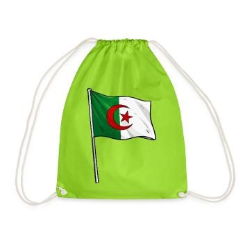 Algerian flag - Drawstring Bag - neon green - Front