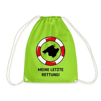 Meine Letzte Rettung! (Mallorca / Urlaub / POS 3C) - Turnbeutel - Neongrün - Vorne