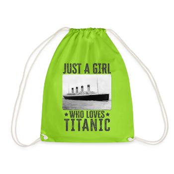 Titanic Girl Loves Titanic – Girl Titanic Design - Turnbeutel - Neongrün - Vorne