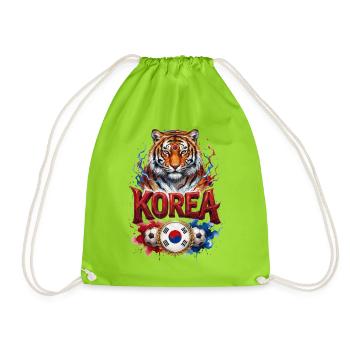 Korea - Taeguk Warriors - Tigers of Asia - Red Dev - Drawstring Bag - neon green - Front